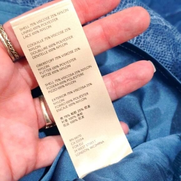 Free People ✦ My Lacey Velvet Midi Skirt ✦ Blue Asymmetrical Lace Hem Side Zip - Picture 15 of 16